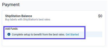 Payment and Subscription page with a highlight around the Notice containing the link Get Started.