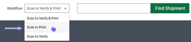 Scan tab with the Workflows menu open and Scan to Print selected