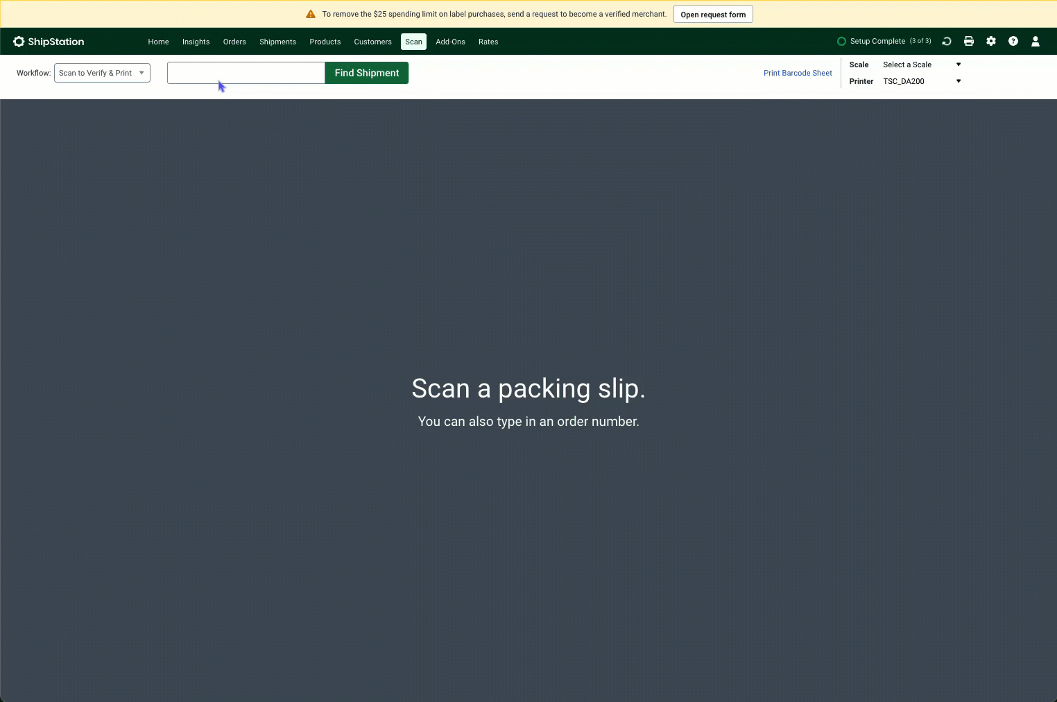 GIF demonstration of how to use a scale with Scan to Verify