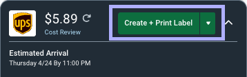 Create + Print Label button is marked.