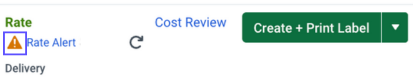 Rate error icon in the Configure Shipment window.