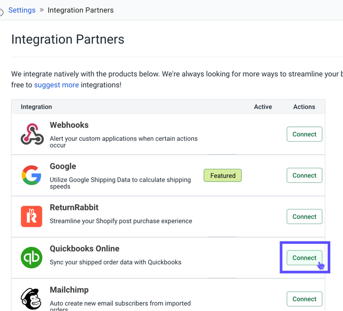 QuickBook tile highlighted