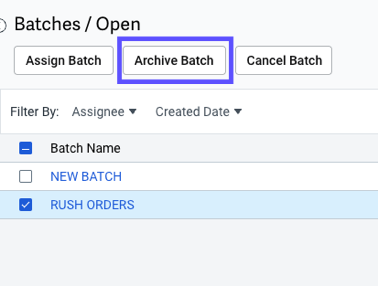 V3 Shipping tab, red box outlines Archive Batch button