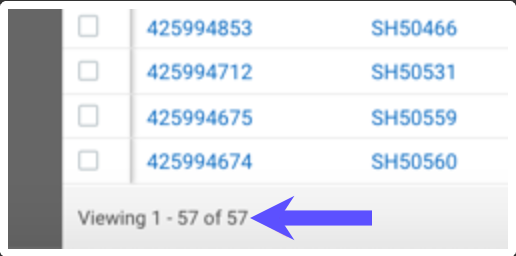 Shipment count at bottom of Shipment grid.