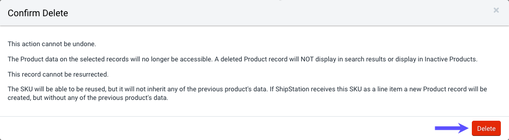 Confirm Delete pop-up menu with arrow pointing to Delete button.