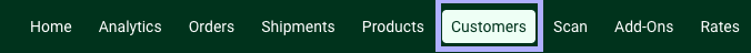 Closeup of Toolbar. Customers tab highlighted.