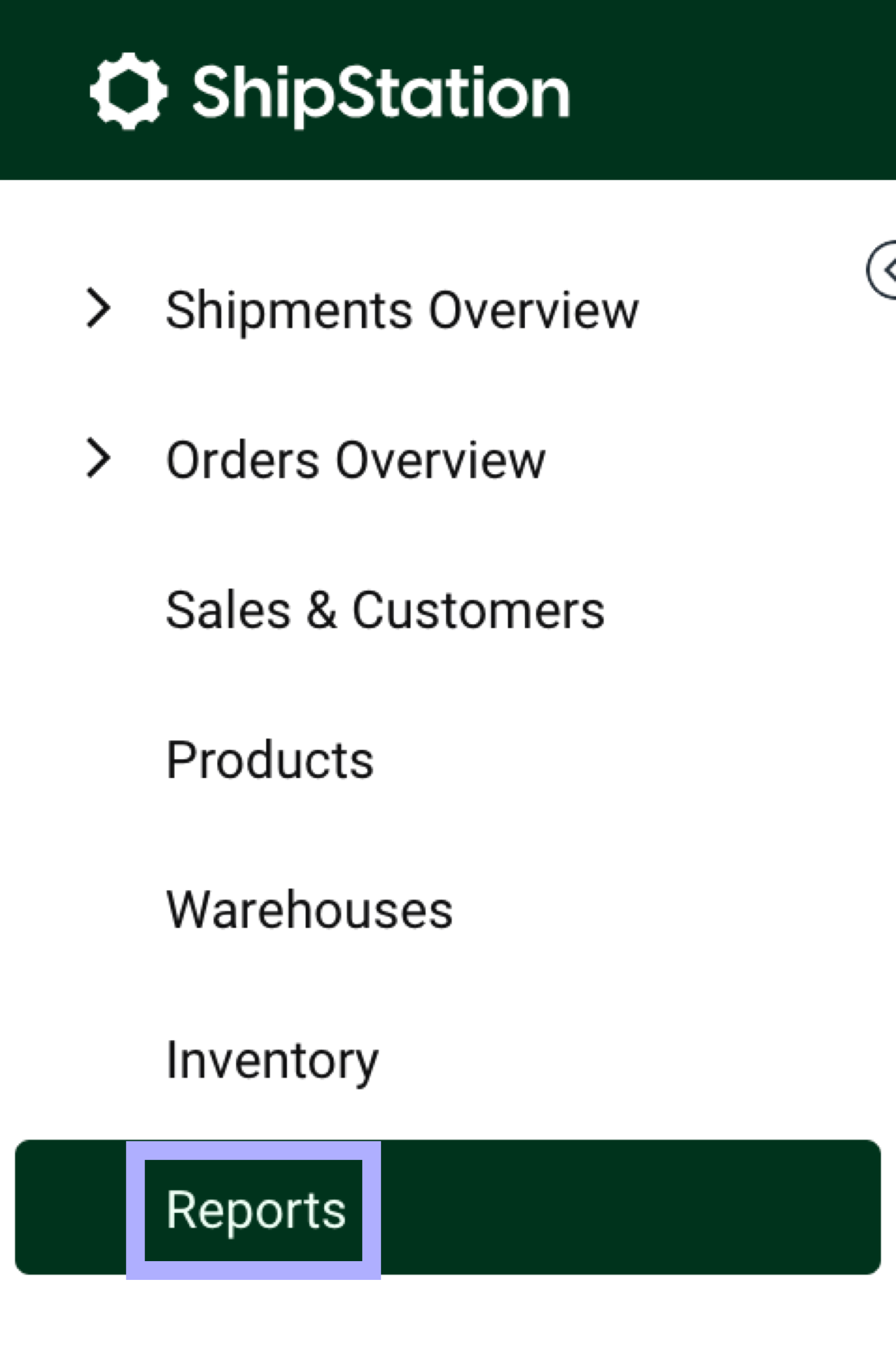 V3 sidebar menu with report option highlighted.
