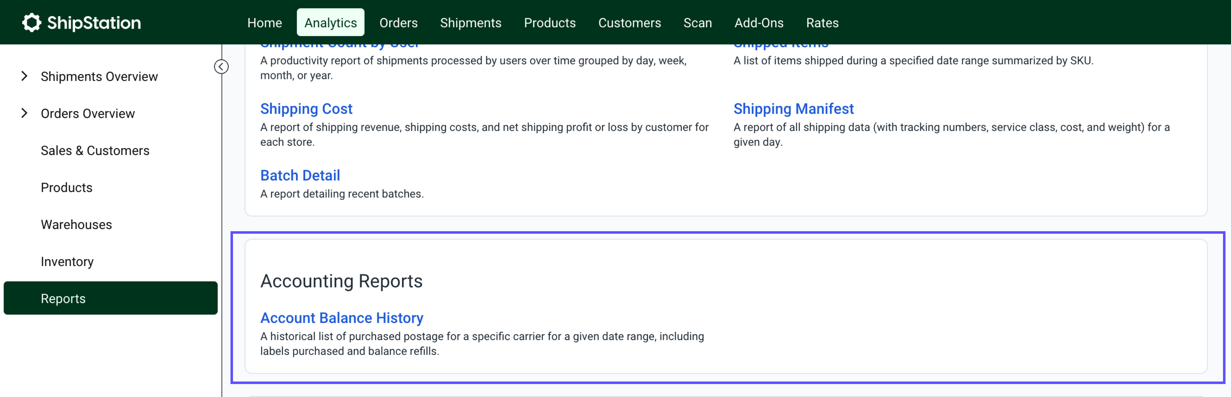 The accounting reports are marked.