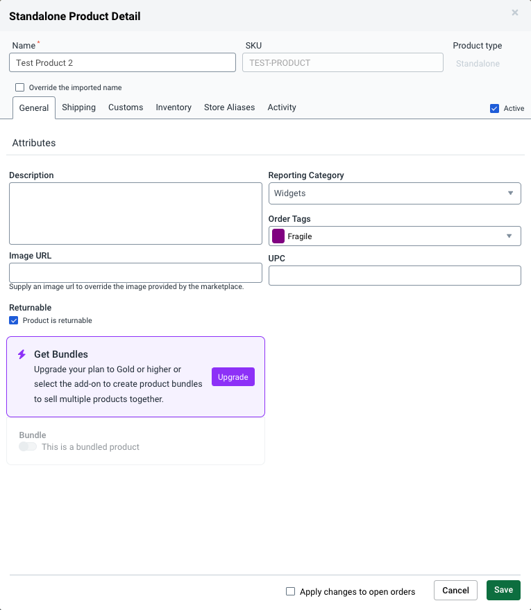 Product Details with Inventory section open, showing warehouse locations and allocated orders.