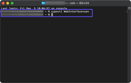 Mac Terminal open to blank prompt.