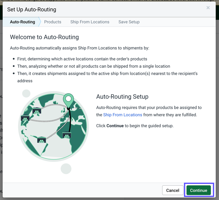 Click the continue button in the Set Up Auto-Routing wizard.
