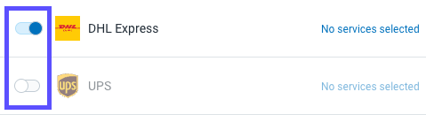 The toggle next to one carrier is set to off while another is set to on.