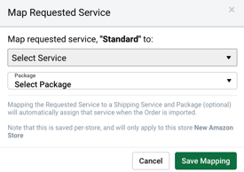 Map Requested Service drop-down menu.