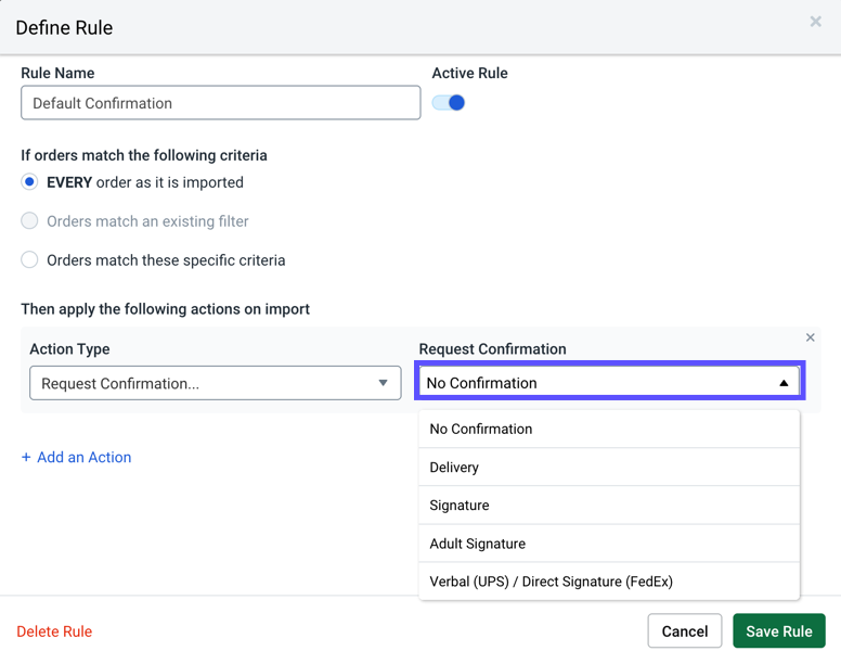 The request confirmation dropdown is marked.