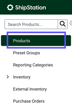 V3 Product sidebar with Products option highlighted.