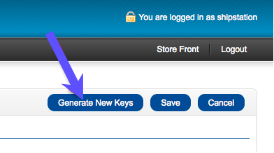 Opencart extensions modules with arrow pointing to Generate New Keys button.
