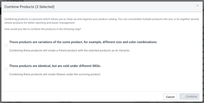 V3 Combine products pop-up