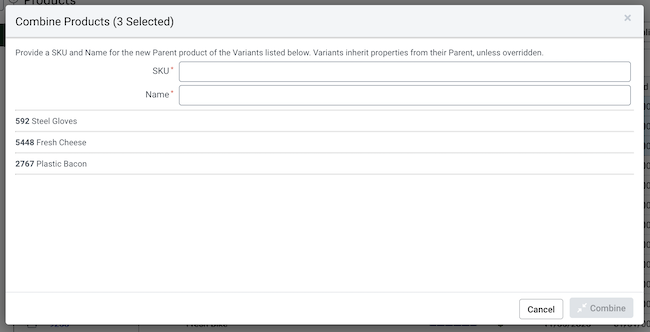 V3 Combine product variants menu