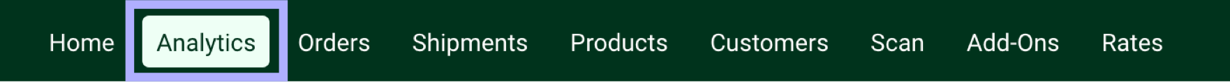 Shows the Analytics tab highlighted in the Toolbar.
