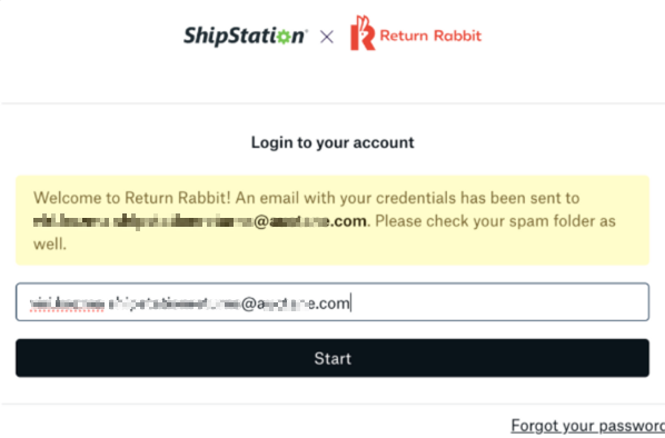 Reurn-Rabbit-email sent popup along with prompt to log in to your email