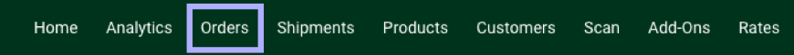 Closeup of Toolbar with Orders tab selected