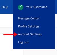 PayPal avec l'option Paramètres du compte mise en évidence.