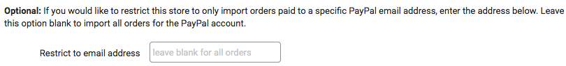 PayPal connection Restrict to email address option.