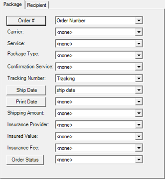 ODBC Client postback mapping Package tab