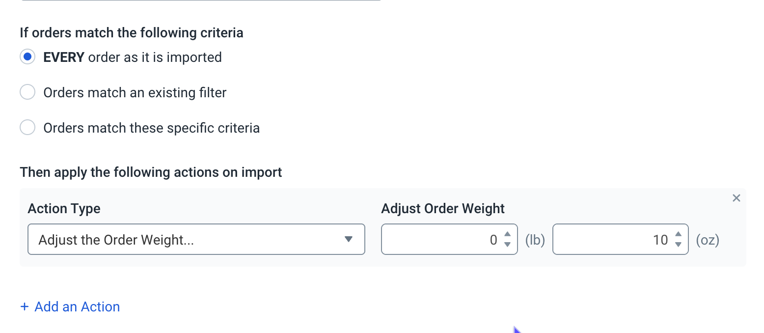 Automation Rules. Example for adding weight in Metric