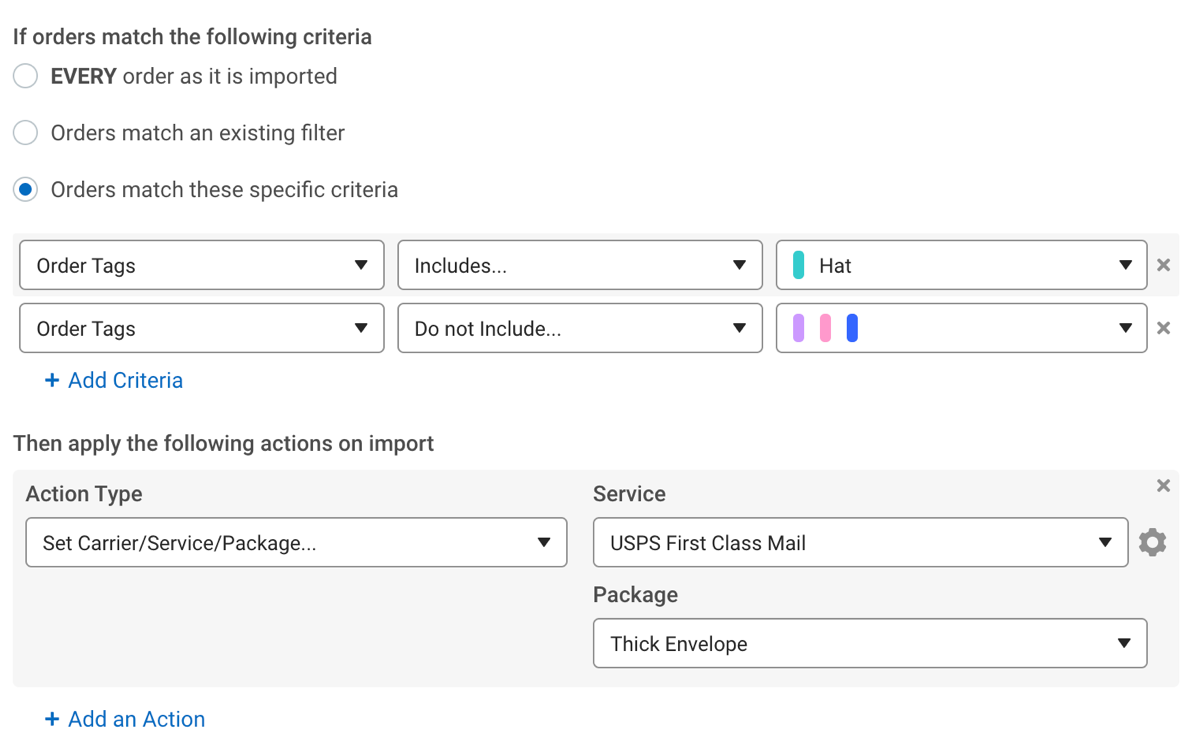 Automation Rules. Tags for Do Not Include criteria line