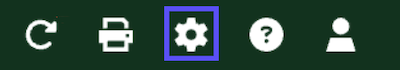 Shows the gear-icon for Settings in the toolbar
