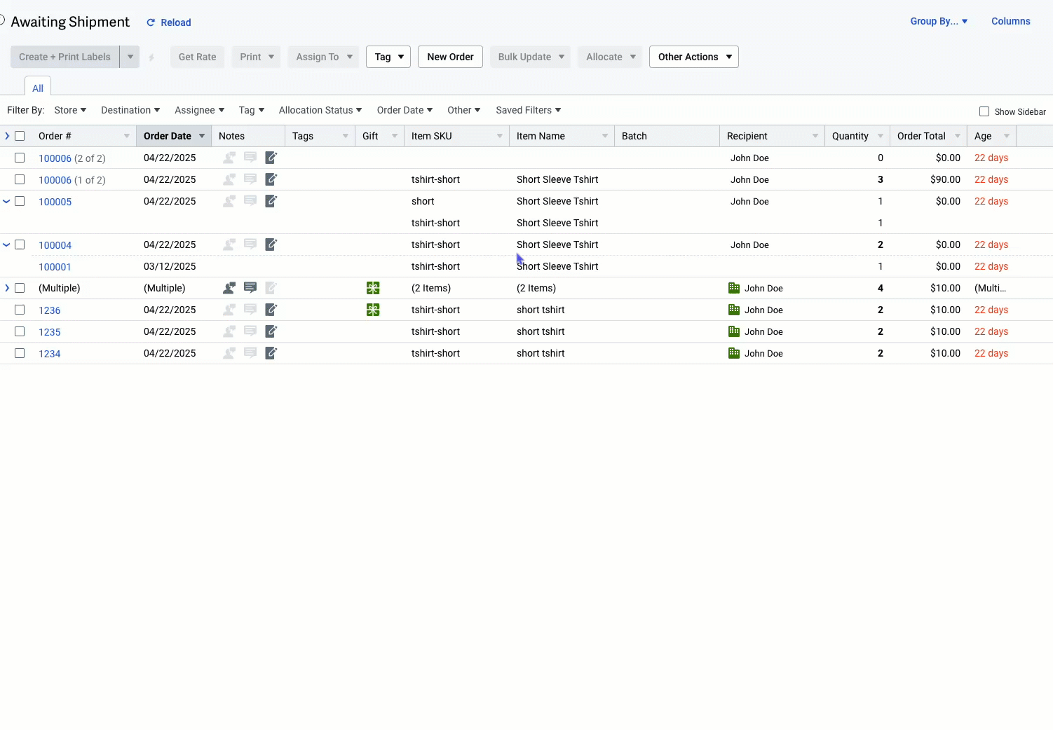 GIF demonstrates how to pin & unpin columns. Result shows selected columns pinned in Orders grid.