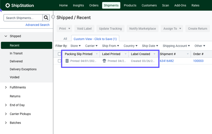V3 layout shows the Shipment grid with columns marked.