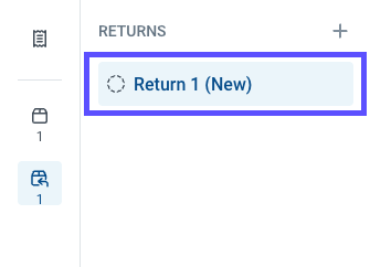 A new return has been created and is displayed in the returns bar.