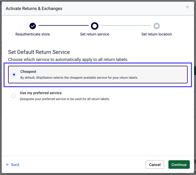 Shows the radio button & description for the Cheapest option