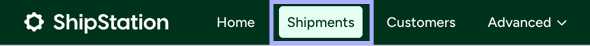 Shows the Shipments tab in the ShipStation Simplified View toolbar.