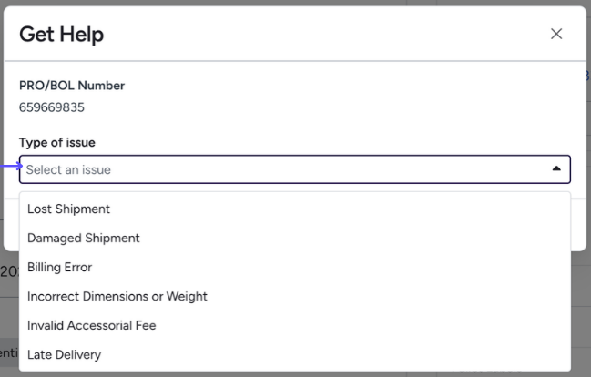 Freight_BOL-Details_GetHelp_Typeofissue_dropdown.png