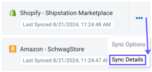 Arrow from Action menu points to box around Sync Details