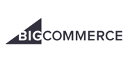 Logo de BigCommerce sur une vignette carrée avec bouton