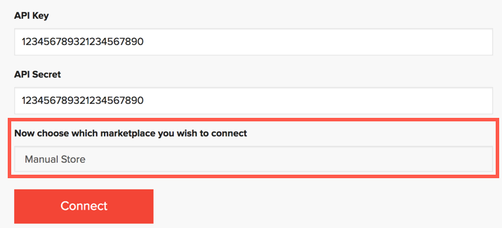Select the ShipStation store from the 'Now choose which marketplace to connect' field.