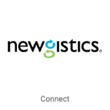 Logotipo de Newgistics en mosaico con un botón que dice: "Conectar".