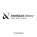 Logotipo de Intelliquick Delivery en mosaico con botón que dice: "Conectar".