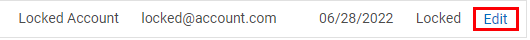 Edit link is selected for a locked user on the User Management settings screen.