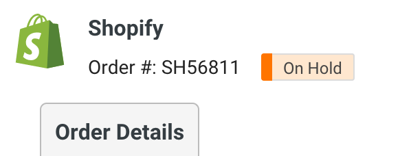 Order Details screen closeup. Shows the Hold Until date at right of the order number.