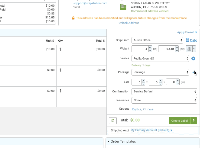 Le GIF montre comment appliquer des ensembles de colis