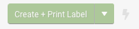 Create (crear) + botón Print label (imprimir etiqueta) en el estado inactivo