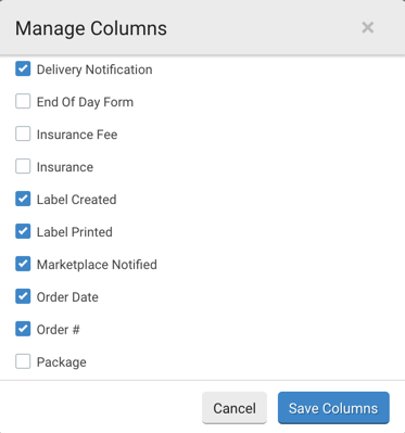 V3 Manage Columns Menu