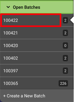 Open Batches in the Orders tab sidebar