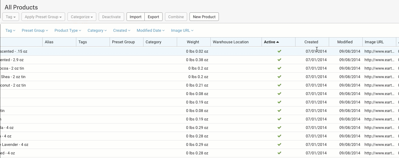 Demo of rearranging Product grid columns.