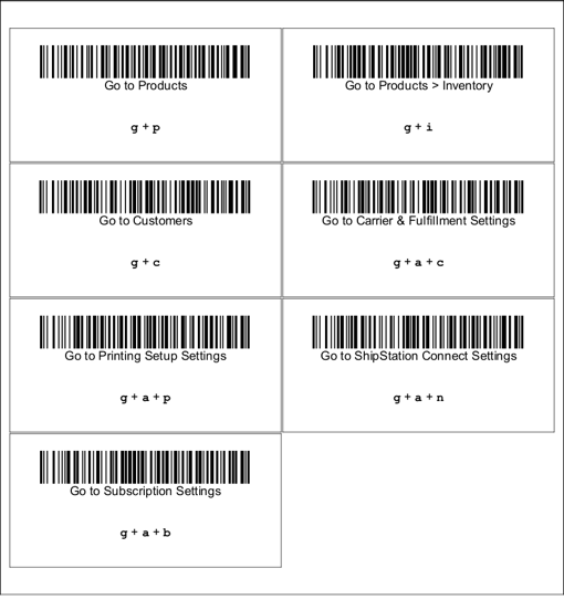 Barcodes für die Navigation in der ShipStation App.